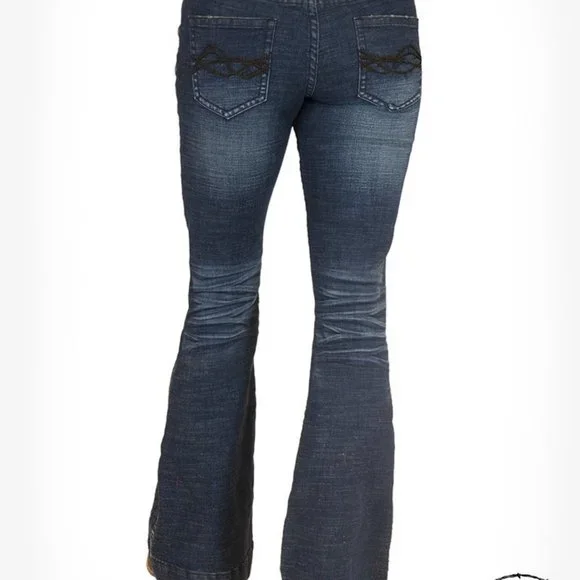 Cowgirl Tuff 'Aztec Flare' Mid Rise Flare Jean - 28x32 - Picture 3 of 13